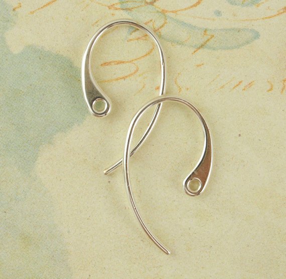 1 Pair Stunning Ear Wires 18mm X 10mm  Argentium, Sterling Silver Silver, Antique Silver