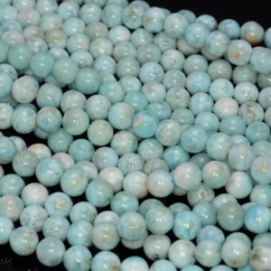 Shop Larimar Beads! 6-7MM Dominican Larimar Gemstone Grade A+ Blue Round 6-7MM Loose Beads 7 inch Half Strand (80000697-260) | Natural genuine beads Larimar beads for beading and jewelry making.  #jewelry #beads #beadedjewelry #diyjewelry #jewelrymaking #beadstore #beading #affiliate #ad