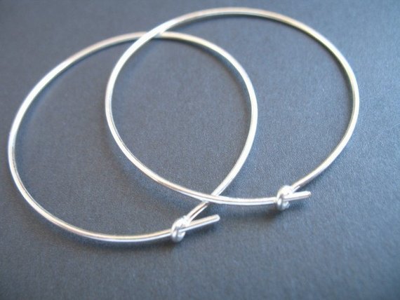 Sterling Silver Hoop Ear Wires, Medium, 1.5" (5-25 Pairs)