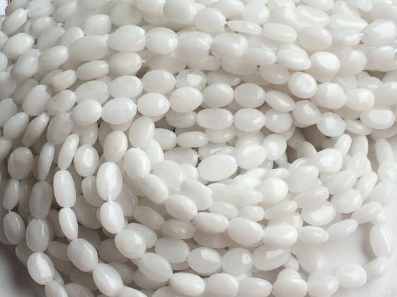 8-11mm White Agate Oval Nuggets, White Agate Beads, Agate Oval Bead For Necklace, 13inch White Beads For Jewelry (1strand To 5strand Option)