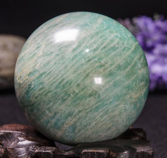 2.2"large Natural Amazonite Sphere/tumbled Amazonite Ball/green Rock Sphere/hand Carved Gemstone Sphere/crystal Healing/gift-55mm-219g#3022
