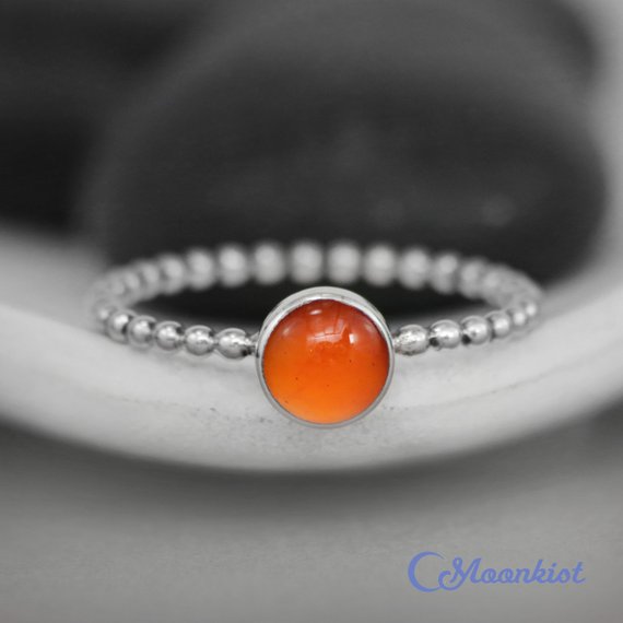 Amber Stacking Ring, Silver Amber Ring, Baltic Amber Promise Ring For Her, Simple Amber Ring | Moonkist Designs