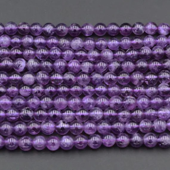 Natural Amethyst 4mm 5mm 6mm 8mm 10mm Round Beads Superior Aa Grade High Quality Polished Rich Purple Spheres Gemstone Beads 15.5" Strand