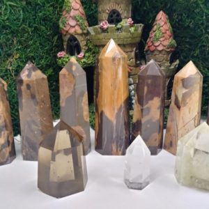Shop Generator Crystals! Ancient Stone – Xylopal Fossil Crystal Generator Tower Polished Point Obelisk – Rare and Unique – Similar to Petrified Wood – 61 to 87 mm | Natural genuine stones & crystals in various shapes & sizes. Buy raw cut, tumbled, or polished gemstones for making jewelry or crystal healing energy vibration raising reiki stones. #crystals #gemstones #crystalhealing #crystalsandgemstones #energyhealing #affiliate #ad