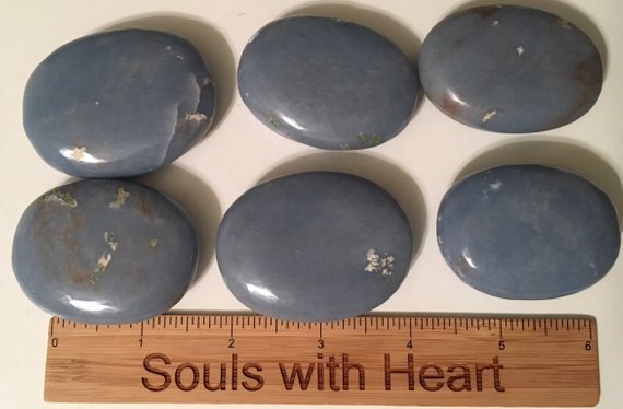 Angelite Palm Stone, Stone Of Awareness, Peaceful, Angelic, Healing Crystals And Stones