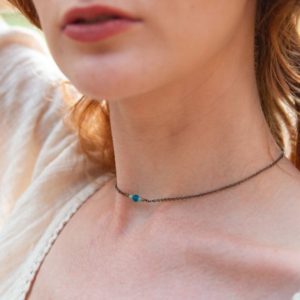 Shop Apatite Necklaces! Apatite minimal choker. Neon blue apatite choker. Chain thin choker. Necklace choker thin. Thin necklace choker. Boho choker necklace. | Natural genuine Apatite necklaces. Buy crystal jewelry, handmade handcrafted artisan jewelry for women.  Unique handmade gift ideas. #jewelry #beadednecklaces #beadedjewelry #gift #shopping #handmadejewelry #fashion #style #product #necklaces #affiliate #ad