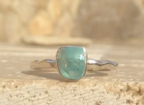 Raw Apatite Silver Ring, Ready To Ship 925 Ring With Stone, Best Friend Gift