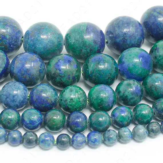 Azurite Malachite Lapis Chrysocolla Beads Natural Gemstone Round Loose - 4mm 6mm 8mm 10mm 12mm - 15.5" Strand