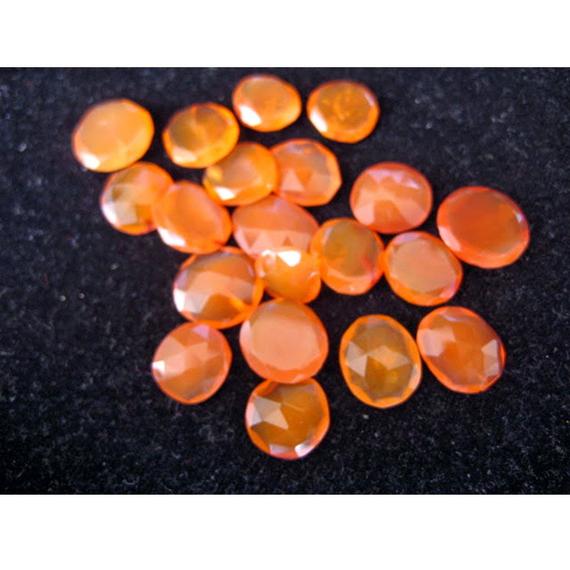 9-10mm Carnelian Rose Cut Cabochons, Carnelian Faceted Cabochons, Carnelian Gemstones, Orange Gems For Jewelry (5pcs To 10pcs Options)