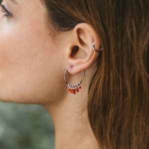 Shop Carnelian Earrings! Carnelian gypsy hoops earrings. Carnelian earrings. Hippie earrings. Hoop fringe earrings. Modern tribal hoops. July birthstone earrings. | Natural genuine Carnelian earrings. Buy crystal jewelry, handmade handcrafted artisan jewelry for women.  Unique handmade gift ideas. #jewelry #beadedearrings #beadedjewelry #gift #shopping #handmadejewelry #fashion #style #product #earrings #affiliate #ad