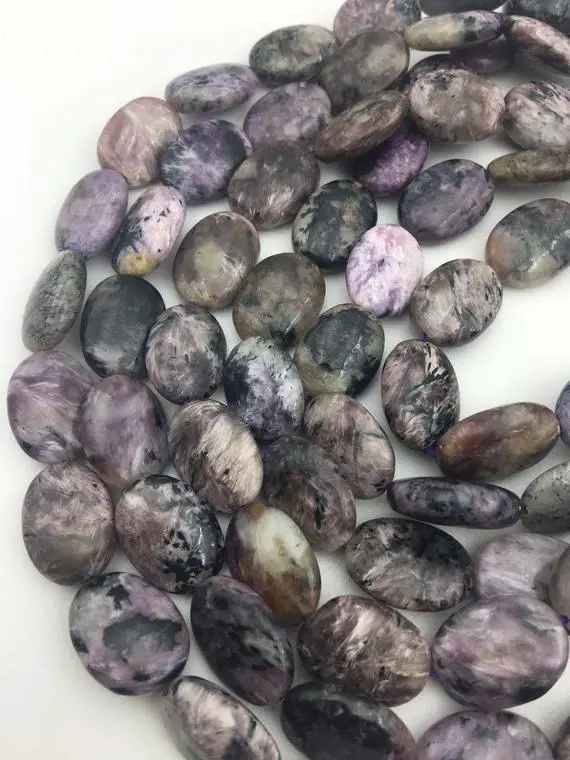 Natural Charoite Smooth Oval Beads 13x18mm 15.5" Strand