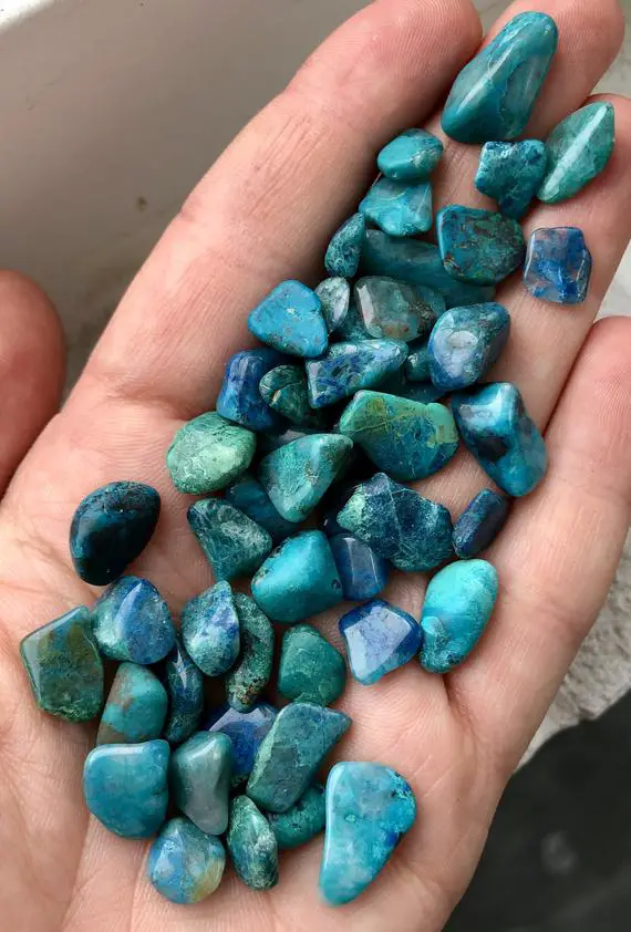 Chrysocolla Tumbled Crystal - (xsmall) .25" To .5" - Tumbled Chrysocolla Chip - Polished Chrysocolla Stone - Natural Blue And Green Gemstone