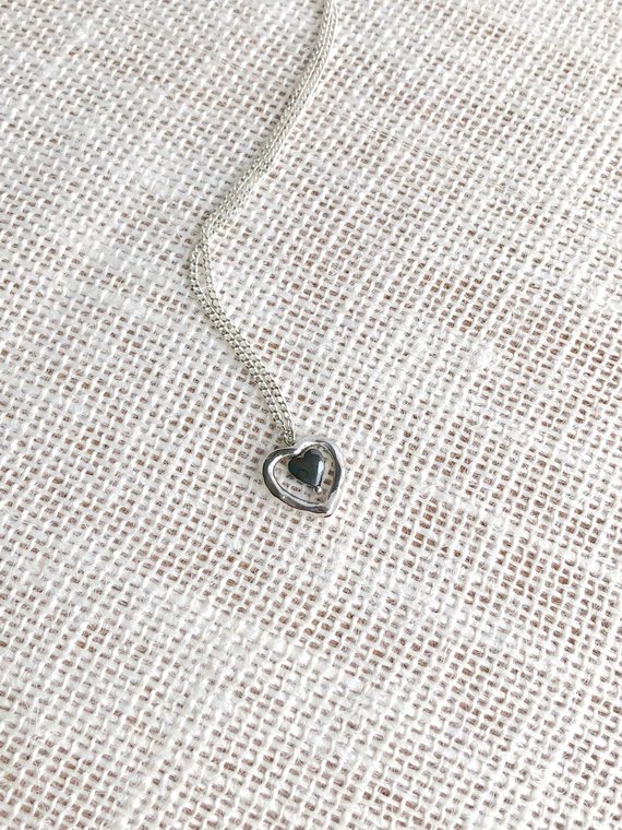 Double Heart Necklace, Sterling Silver Hematite Pendant, Girlfriend Gift, Expecting Mom Gift, Daughter Birthday Gift From Mom, Sweet 16 Gift