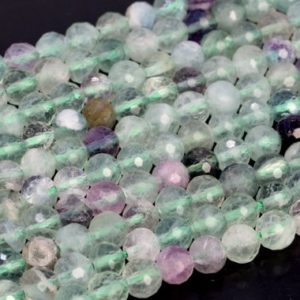 Shop Fluorite Round Beads! Genuine Natural Multicolor Fluorite Loose Beads Micro Faceted Round Shape 6mm 8mm | Natural genuine round Fluorite beads for beading and jewelry making.  #jewelry #beads #beadedjewelry #diyjewelry #jewelrymaking #beadstore #beading #affiliate #ad