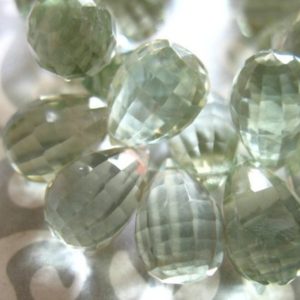 GREEN AMETHYST Teardrops Briolettes / 5-20 pcs, 8-10 mm, AAA / Stepcut Faceted, Seafoam Green Beads, wholesale february birthstone tr solo | Natural genuine other-shape Green Amethyst beads for beading and jewelry making.  #jewelry #beads #beadedjewelry #diyjewelry #jewelrymaking #beadstore #beading #affiliate #ad