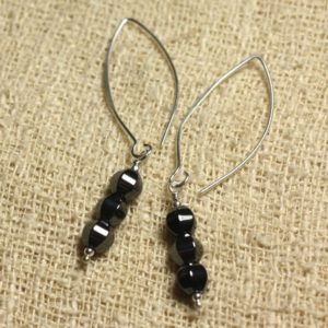 Shop Hematite Earrings! Boucles d'Oreilles Argent 925 Crochets 40mm – Hématite Facettée 6mm | Natural genuine Hematite earrings. Buy crystal jewelry, handmade handcrafted artisan jewelry for women.  Unique handmade gift ideas. #jewelry #beadedearrings #beadedjewelry #gift #shopping #handmadejewelry #fashion #style #product #earrings #affiliate #ad