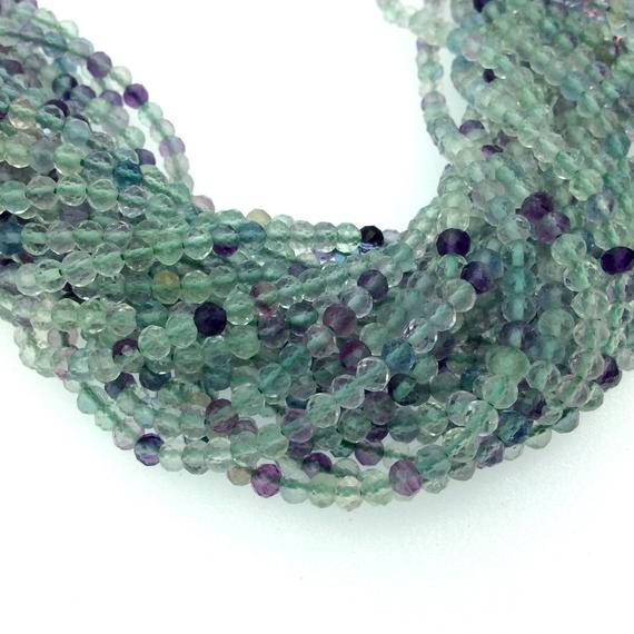 Rainbow Fluorite Round Beads - 3mm Faceted
