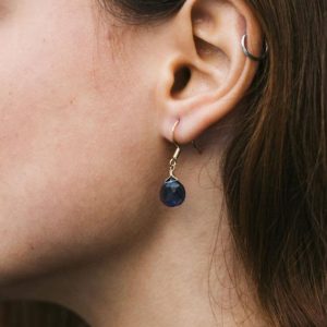 Iolite earrings. Elegant earrings. Dainty drop earrings. Dainty earrings. Delicate earrings. Bridesmaid earrings. September birthstone. | Natural genuine Gemstone earrings. Buy crystal jewelry, handmade handcrafted artisan jewelry for women.  Unique handmade gift ideas. #jewelry #beadedearrings #beadedjewelry #gift #shopping #handmadejewelry #fashion #style #product #earrings #affiliate #ad