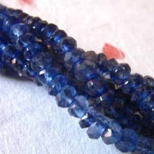 Shop Iolite Faceted Beads! IOLITE Rondelles Beads / 1/2 Strand, Luxe AAA, 3- 3.5 mm / Water Sapphire, Faceted Iolite / brides bridal weddings something blue.. solo | Natural genuine faceted Iolite beads for beading and jewelry making.  #jewelry #beads #beadedjewelry #diyjewelry #jewelrymaking #beadstore #beading #affiliate #ad