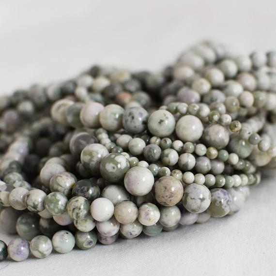 High Quality Grade A Natural Peace Jade Semi-precious Gemstone Round Beads - 4mm, 6mm, 8mm, 10mm Sizes - 15" Strand