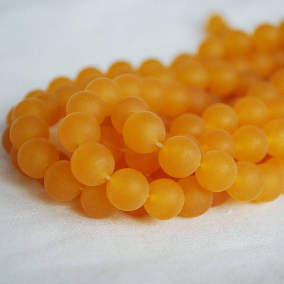 Yellow Jade (dyed) Frosted Matte Round Beads - 4mm, 6mm, 8mm, 10mm - 15" Strand