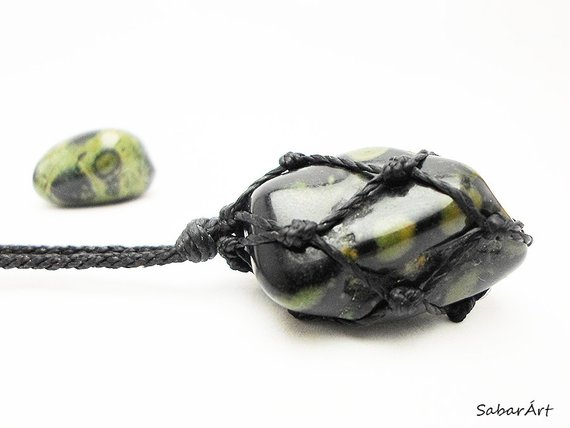 Kambaba Pendant, Mens Pendant, Mans Pendant, Healing Stone Jewelry, Jasper Pendant, Kambaba Jewelry, Kambaba Necklace, Male Pendant, Black