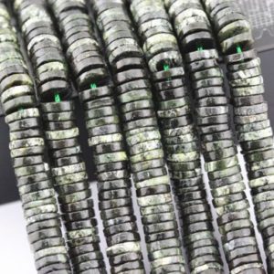 Shop Green Jasper Beads! Green Zebra Skin Jasper Heishi Discs Beads 5×1.5mm 6×1.5mm 7×1.5mm 15.5" Strand | Natural genuine beads Jasper beads for beading and jewelry making.  #jewelry #beads #beadedjewelry #diyjewelry #jewelrymaking #beadstore #beading #affiliate #ad