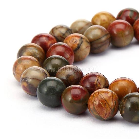 U Pick 1 Strand/15" Top Quality Natural Picasso Jasper Healing Gemstone 4mm 6mm 8mm 10mm Round Beads For Earrings Bracelet Jewelry Making