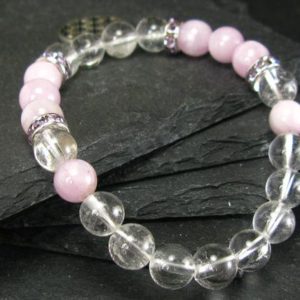 Kunzite & Quartz Genuine Bracelet ~ 7 Inches  ~ 8mm Round Beads | Natural genuine Array bracelets. Buy crystal jewelry, handmade handcrafted artisan jewelry for women.  Unique handmade gift ideas. #jewelry #beadedbracelets #beadedjewelry #gift #shopping #handmadejewelry #fashion #style #product #bracelets #affiliate #ad
