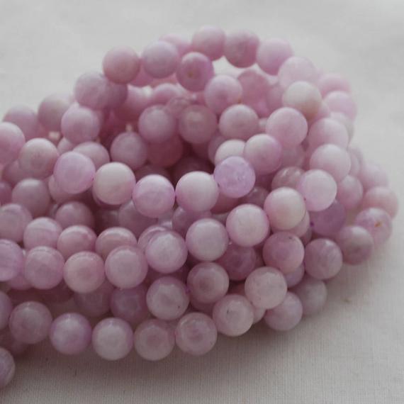 Natural Kunzite (purple) Semi-precious Gemstone Round Beads - 4mm, 6mm, 8mm, 10mm Sizes - 15" Strand