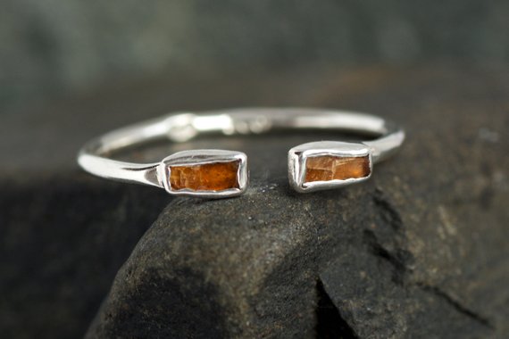 Adjustable Orange Kyanite Ring. Orange Gemstone Ring. Unique Kyanite Ring. Orange Kyanite Ring. Adjustable Raw Rough Orange Kyanite Ring