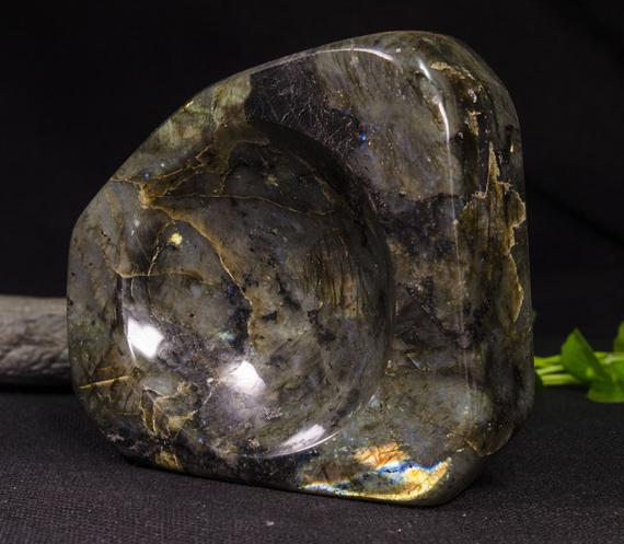 Extra Large Raw Polished Labradorite Home Stone-ashtray/labradorite Stone/lucky Stone Of Leo/special Gift/decor- 55*172*150mm 2362g#2649