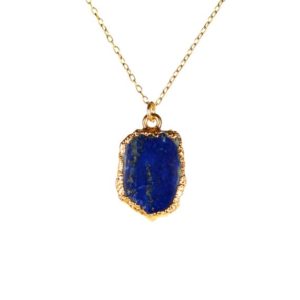 Lapis necklace,  lapis lazuli pendant, December birthstone, blue stone, a gold vermeil lined lapis lazuli on a 14k gold filled chain | Natural genuine Lapis Lazuli necklaces. Buy crystal jewelry, handmade handcrafted artisan jewelry for women.  Unique handmade gift ideas. #jewelry #beadednecklaces #beadedjewelry #gift #shopping #handmadejewelry #fashion #style #product #necklaces #affiliate #ad
