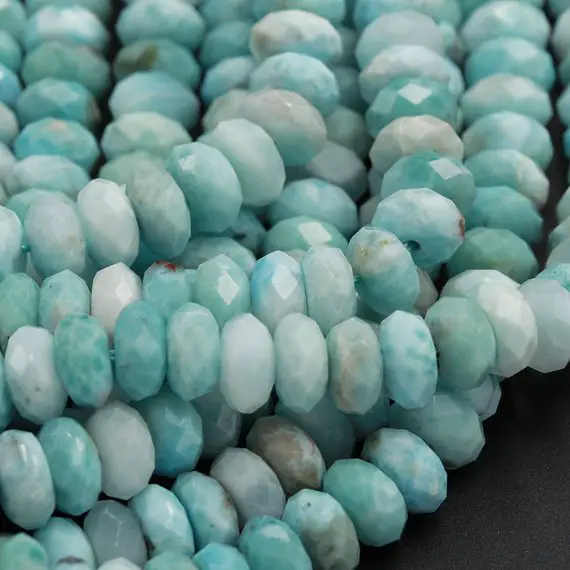 Aa Faceted Natural Blue Larimar 8mm 9mm Beads Real Genuine Gemstone 15.5" Strand