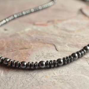 Shop Hematite Jewelry! Mens Beaded Necklace, Hematite Necklace, Mens Jewelry, Stone Necklace, Man Necklace, Mens Gifts – Everett | Natural genuine Hematite jewelry. Buy handcrafted artisan men's jewelry, gifts for men.  Unique handmade mens fashion accessories. #jewelry #beadedjewelry #beadedjewelry #shopping #gift #handmadejewelry #jewelry #affiliate #ad