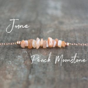 Shop Moonstone Necklaces! Peach Moonstone Necklace, Pink Moonstone Jewelry, Raw Birthstone Necklace, Boho Necklace, June Birthday Gifts for Her | Natural genuine Moonstone necklaces. Buy crystal jewelry, handmade handcrafted artisan jewelry for women.  Unique handmade gift ideas. #jewelry #beadednecklaces #beadedjewelry #gift #shopping #handmadejewelry #fashion #style #product #necklaces #affiliate #ad