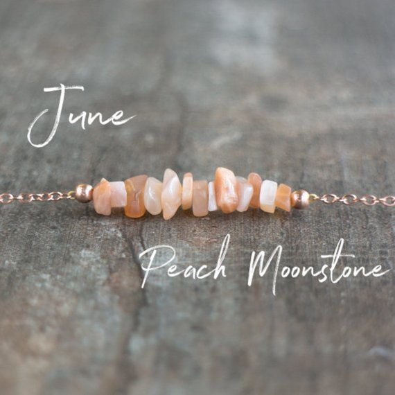 Peach Moonstone Necklace, Pink Moonstone Jewelry, Raw Birthstone Necklace, Boho Necklace, June Birthday Gifts For Her
