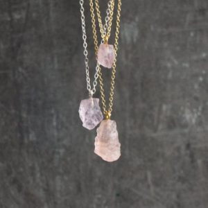 Morganite Necklace, Raw Crystal Necklaces for Women, Gifts for Her, Morganite Pendant in Silver & Gold | Natural genuine Gemstone necklaces. Buy crystal jewelry, handmade handcrafted artisan jewelry for women.  Unique handmade gift ideas. #jewelry #beadednecklaces #beadedjewelry #gift #shopping #handmadejewelry #fashion #style #product #necklaces #affiliate #ad