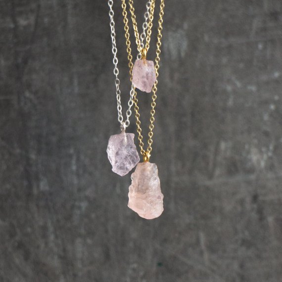 Morganite Necklace, Raw Crystal Necklaces For Women, Gifts For Her, Morganite Pendant In Silver & Gold
