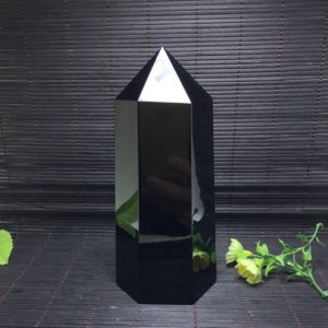 Best Hand carved Large Black Obsidian Tower Point/Hexagon Meditation stone/Energy stone-two size to choose | Natural genuine stones & crystals in various shapes & sizes. Buy raw cut, tumbled, or polished gemstones for making jewelry or crystal healing energy vibration raising reiki stones. #crystals #gemstones #crystalhealing #crystalsandgemstones #energyhealing #affiliate #ad