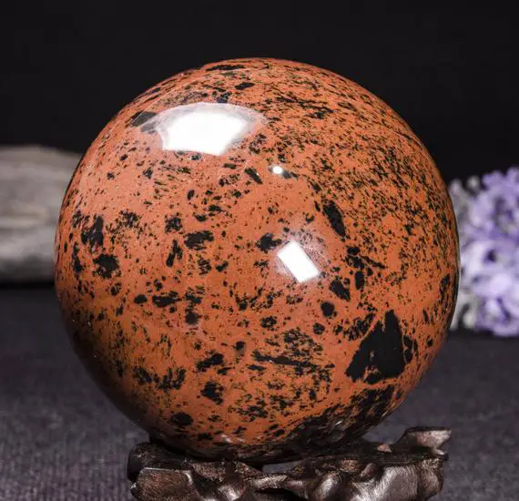3.4"large Mahogany Obsidian Sphere/grounding Stone/obsidian Ball/energy Stone/decoration/mahogany Obsidian Crystal Sphere-85mm-774g#3152