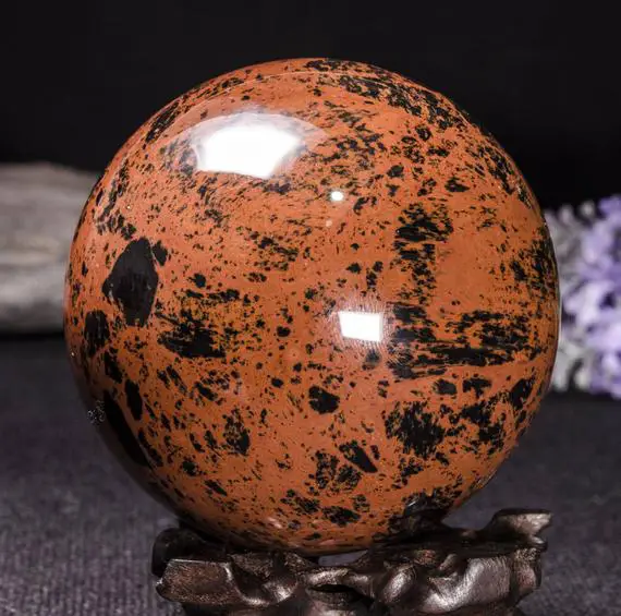3.4"large Mahogany Obsidian Sphere/grounding Stone/obsidian Ball/energy Stone/decoration/mahogany Obsidian Crystal Sphere-85mm-754g