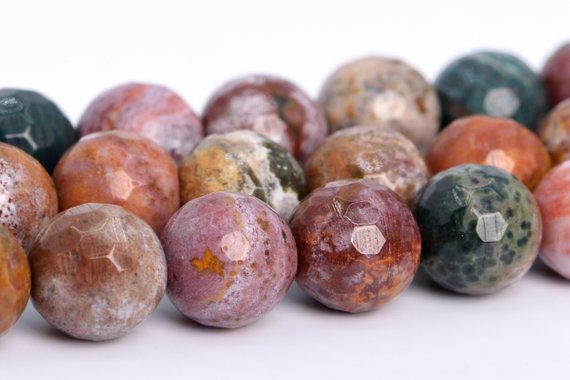Ocean Jasper Beads Grade Aaa Genuine Natural Gemstone Micro Faceted Round Loose Beads 6mm 8mm Bulk Lot Options