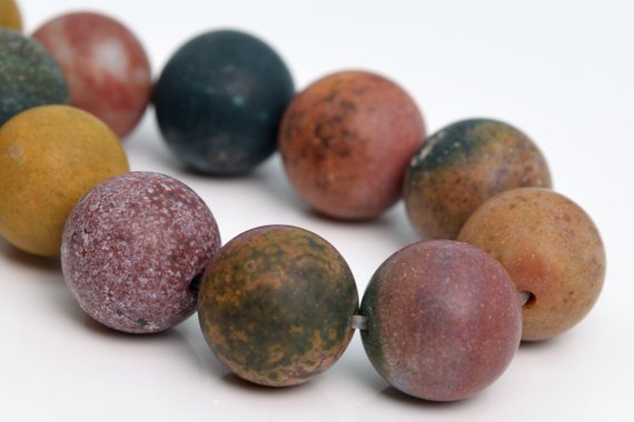 10mm Matte Ocean Jasper Beads Grade A Genuine Natural Gemstone Half Strand Round Loose Beads 7.5" Bulk Lot 1,3,5,10,50 (105236h-1459)
