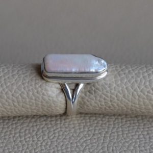 Shop Pearl Rings! Natural Biwa Pearl Ring, Solid 925 Sterling Silver Ring, Handmade Ring, Pearl Ring, Gift for her, Wedding Gift, Promise Ring | Natural genuine Pearl rings, simple unique alternative gemstone engagement rings. #rings #jewelry #bridal #wedding #jewelryaccessories #engagementrings #weddingideas #affiliate #ad