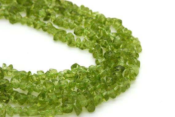 Natural Peridot Chips, Green Peridot Pebble Chips Small Nugget Assorted Size Gemstone Beads - Pgs112
