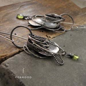 Earrings – raw sterling silver and peridot | Natural genuine Peridot earrings. Buy crystal jewelry, handmade handcrafted artisan jewelry for women.  Unique handmade gift ideas. #jewelry #beadedearrings #beadedjewelry #gift #shopping #handmadejewelry #fashion #style #product #earrings #affiliate #ad