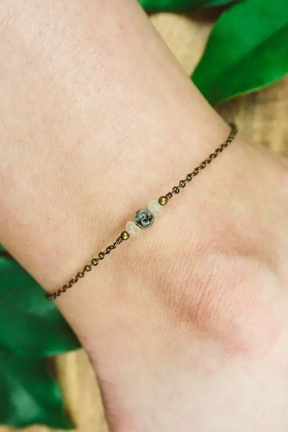 Prehnite Ankle Bracelet. Prehnite Anklet. Handmade Jewelry Gift For Her. Green Gemstone Anklet. Crystal Anklet. Silver Anklet. Gold Anklet