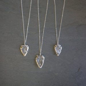 Arrowhead Necklace / Raw Quartz Necklace / Silver Quartz Necklace / Crystal Necklace / Layering Necklace |  #affiliate