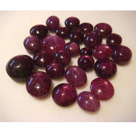 8-12mm Star Ruby Cabachon, Natural Star Ruby, 5 Pieces Star Ruby Cabochon, Ruby Flat Back Cabachon For Jewelry 42 Ctw - Gfjsr52